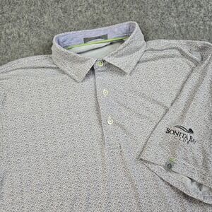 Tasc‎ Performance Golf Shirt Mens M Gray Floral Geometric Polo Bonita Bay Club